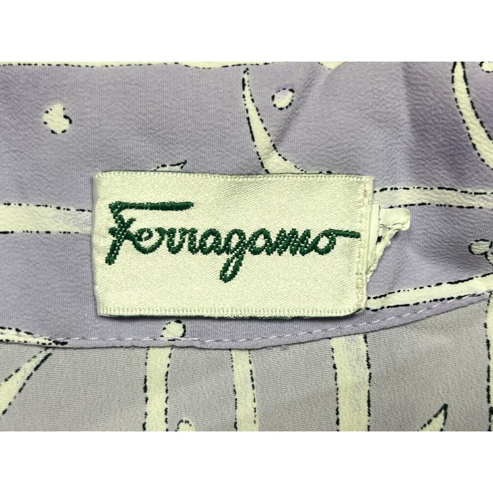 Vintage Salvatore Ferragamo Lilac Tree Print Button Up Shirt Top Women's Size M - Picture 3 of 7